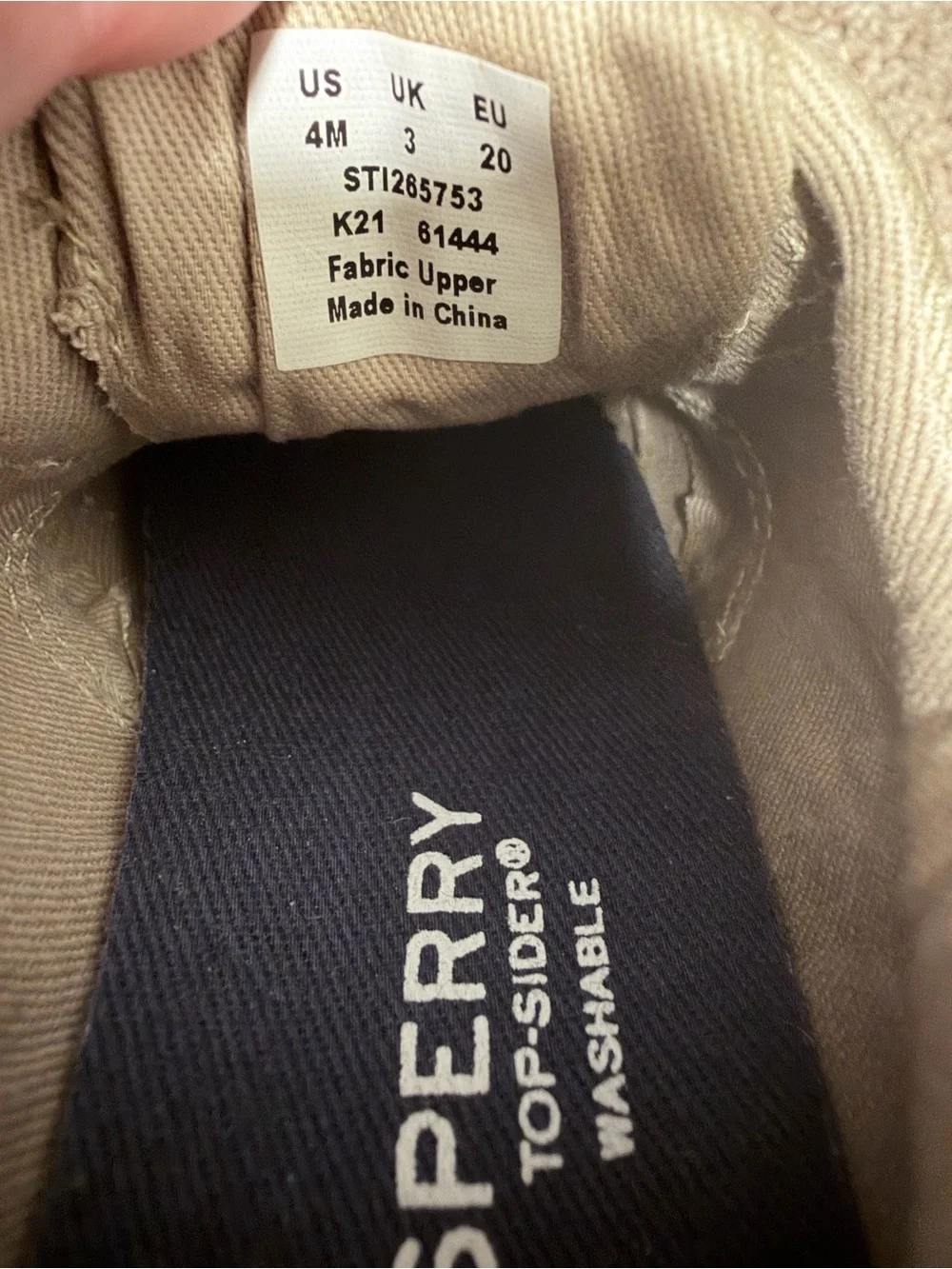 Sperry Tan Canvas Sneakers.